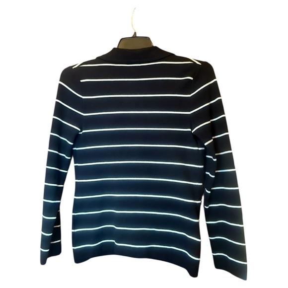 Anne Klein Black & White Striped Top, double breasted & gold buttons 50/50 sz M - Picture 5 of 10